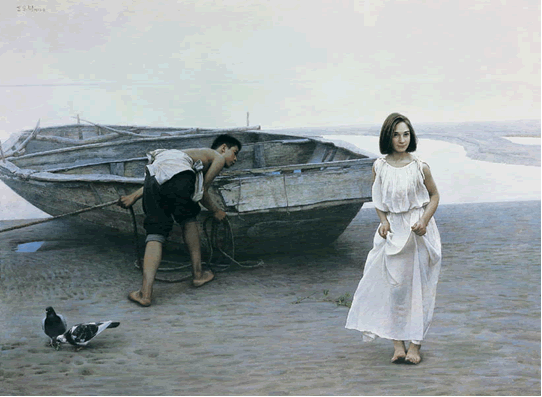Exhibition of the work of Chinese painter Wang Hongjian, whose work is part of the contemporary Chinese realism school, 1996