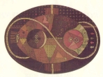 Exhibition by Ukrainian artist Roman Romanyshyn, who rendered French poetry visual expression through a mixture of traditional Ukrainian and modern idioms, 1997